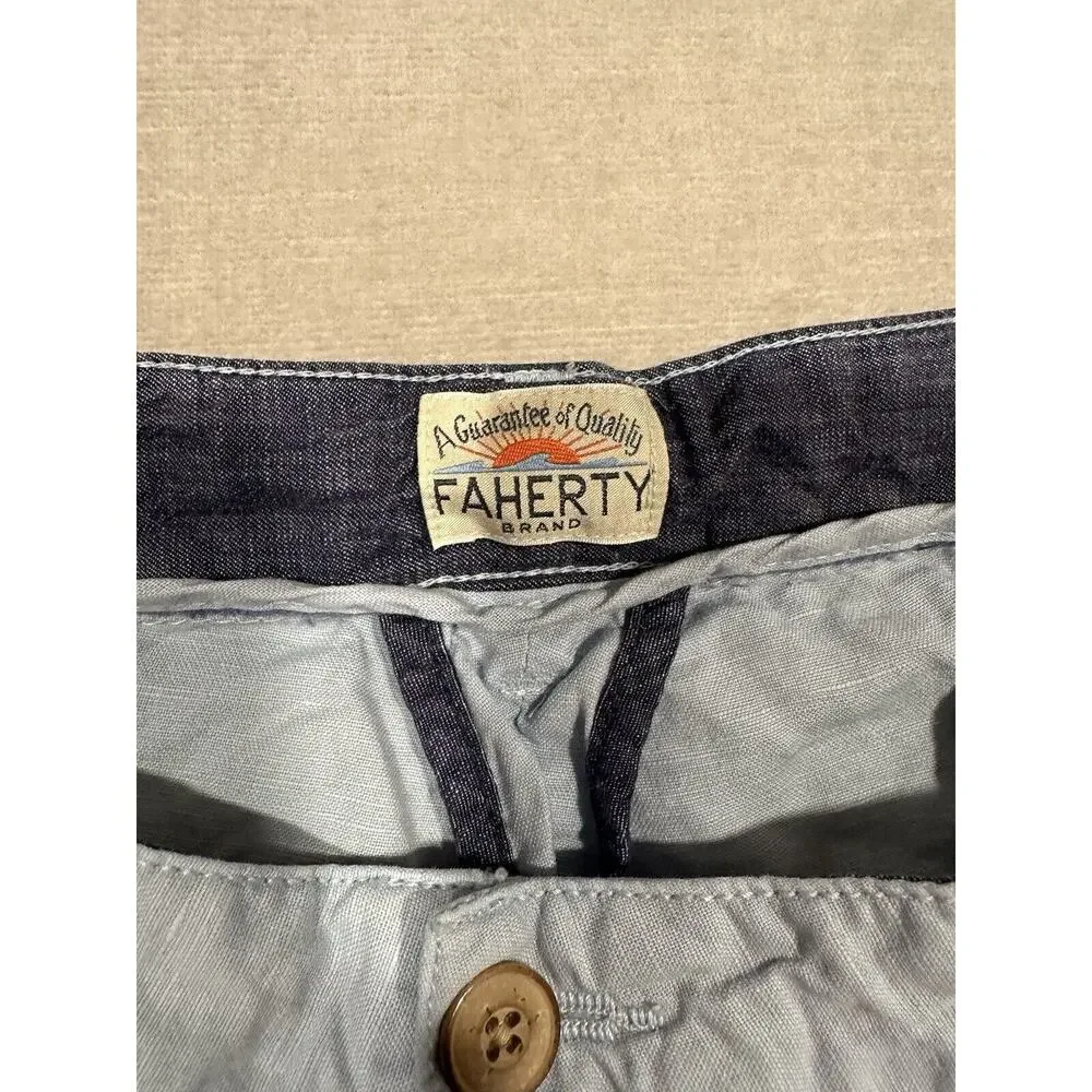 Faherty Linen‎ Shorts Mens Size 42 Blue Blend Sunwashed Chino 9